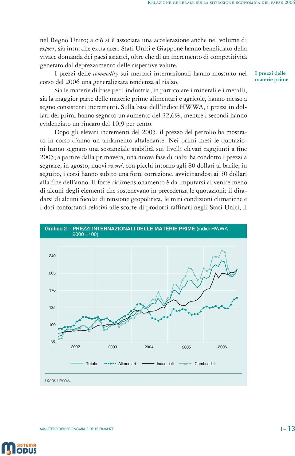 I prezzi delle commodity sui mercati internazionali hanno mostrato nel corso del 2006 una generalizzata tendenza al rialzo.