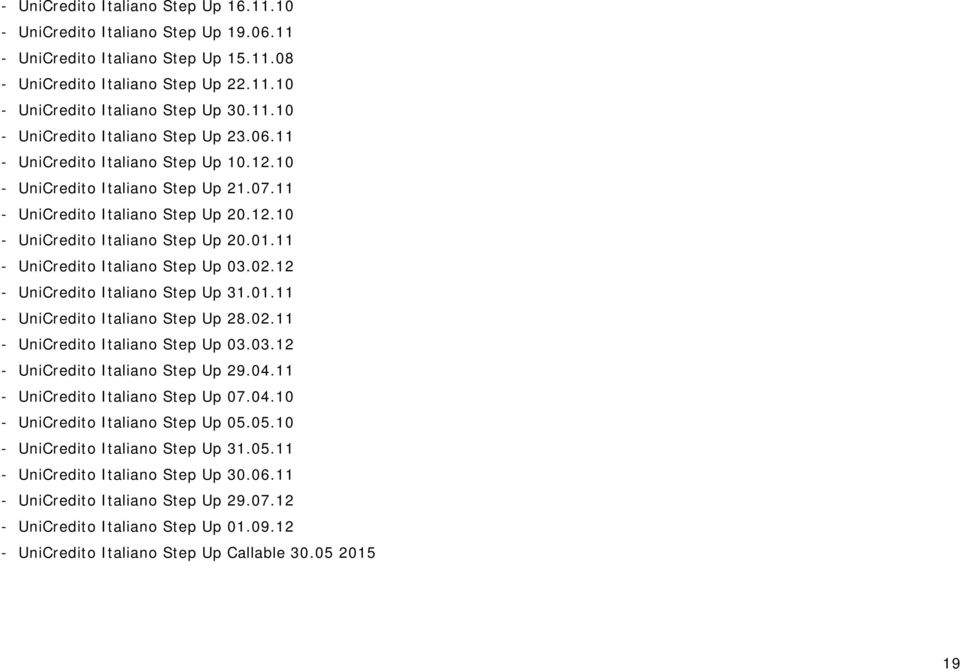 12 - UniCredito Italiano Step Up 31.01.11 - UniCredito Italiano Step Up 28.02.11 - UniCredito Italiano Step Up 03.03.12 - UniCredito Italiano Step Up 29.04.11 - UniCredito Italiano Step Up 07.04.10 - UniCredito Italiano Step Up 05.