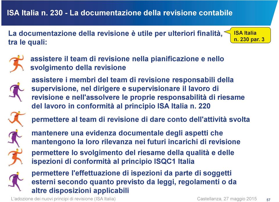 lavoro di revisione e nell'assolvere le proprie responsabilità di riesame del lavoro in conformità al principio ISA Italia n.