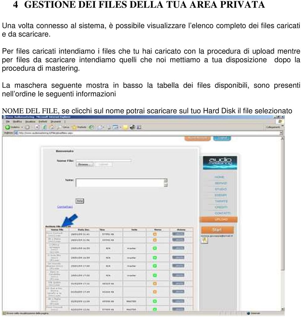 Per files caricati intendiamo i files che tu hai caricato con la procedura di upload mentre per files da scaricare intendiamo quelli che noi