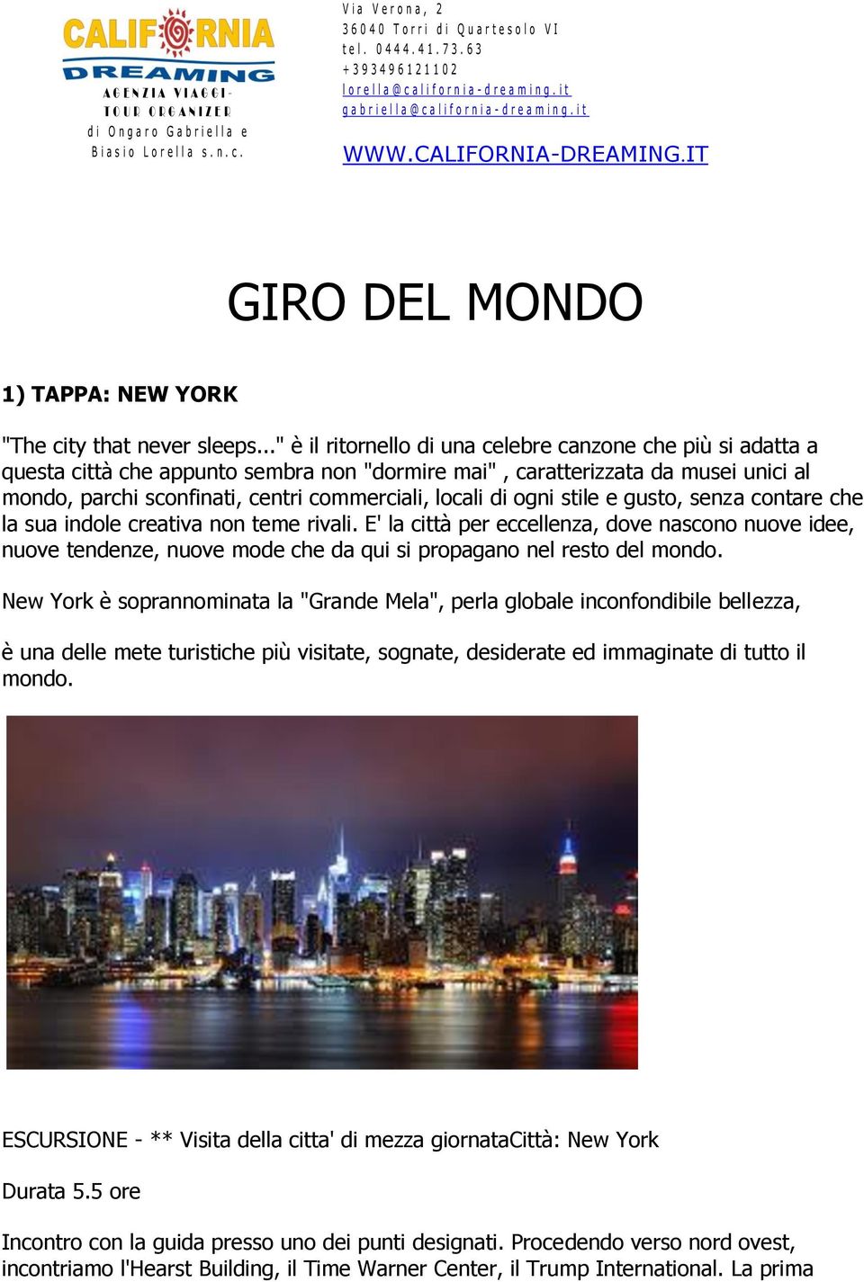 IT GIRO DEL MONDO 1) TAPPA: NEW YORK "The city that never sleeps.