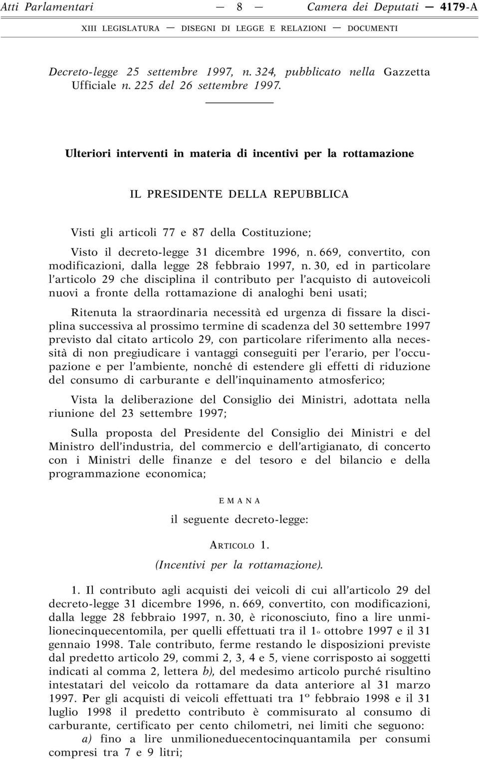 669, convertito, con modificazioni, dalla legge 28 febbraio 1997, n.