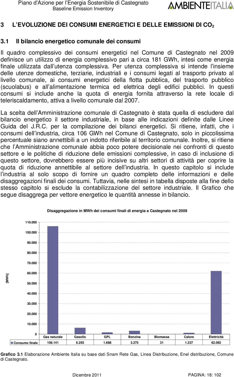 come energia finale utilizzata dall utenza complessiva.