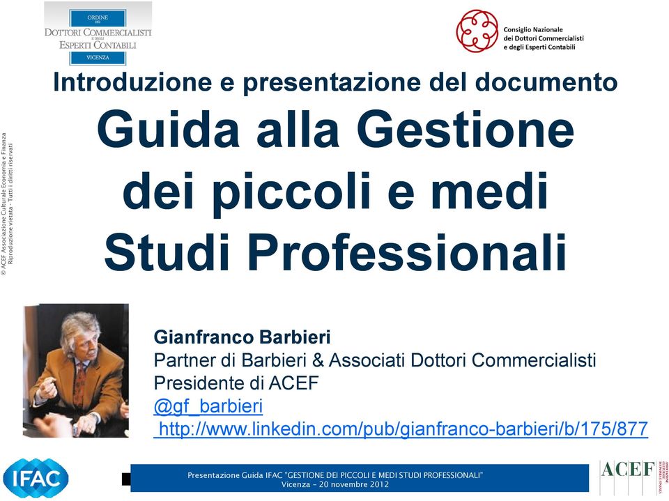 Barbieri & Associati Dottori Commercialisti Presidente di ACEF