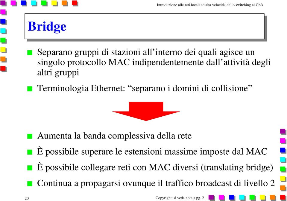 Aumenta la banda complessiva della rete È possibile superare le estensioni massime imposte dal MAC È