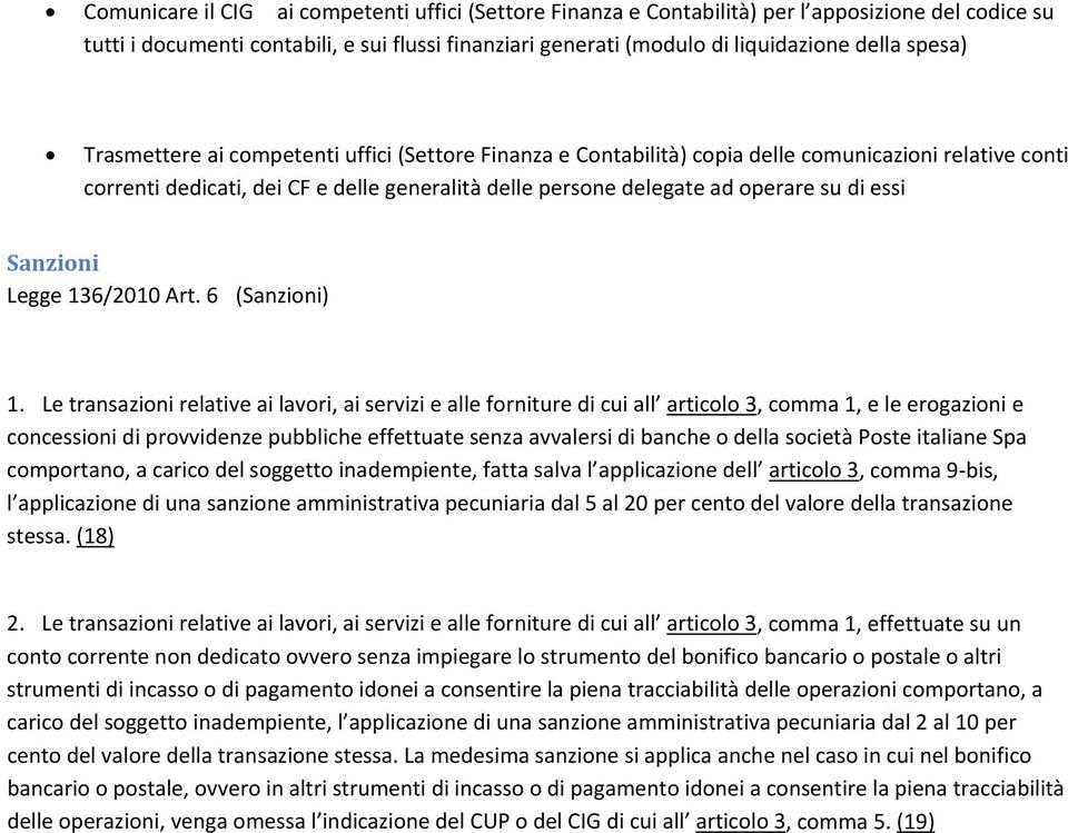 essi Sanzioni Legge 136/2010 Art. 6 (Sanzioni) 1.