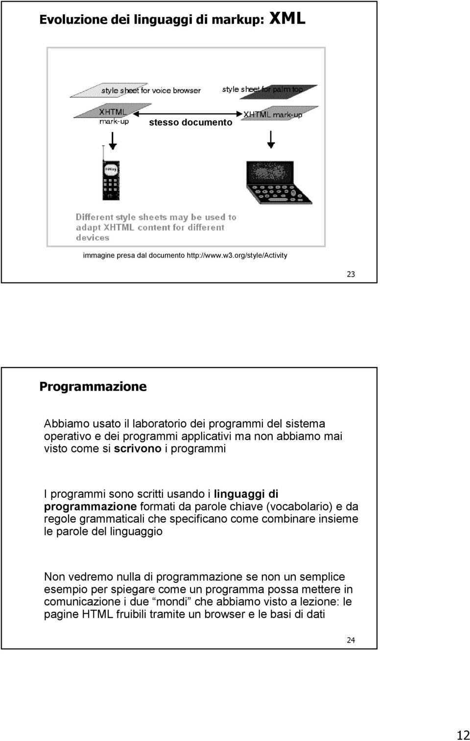 programmi I programmi sono scritti usando i linguaggi di programmazione formati da parole chiave (vocabolario) e da regole grammaticali che specificano come combinare insieme