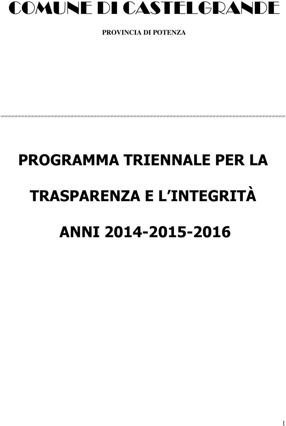 PROGRAMMA TRIENNALE PER LA