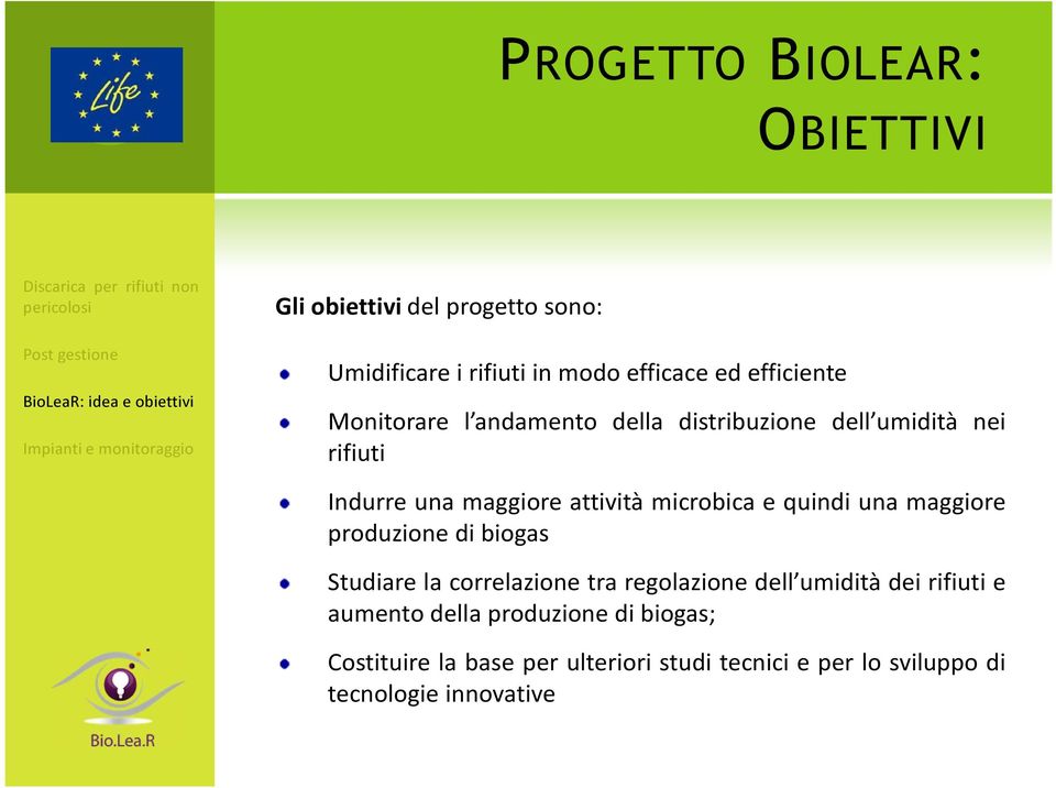 quindi una maggiore produzione di biogas Studiare la correlazione tra regolazione dell umidità dei rifiuti e