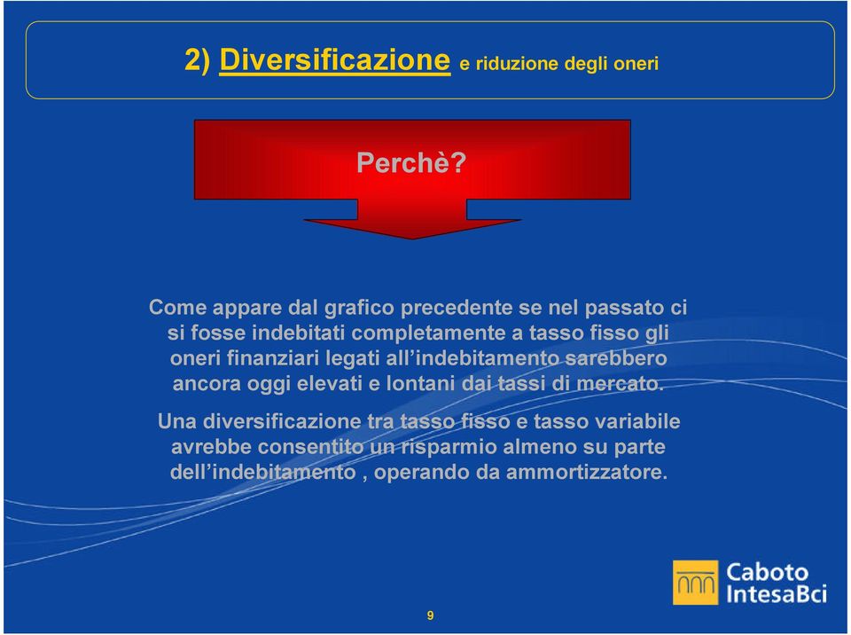 gli oneri finanziari legati all indebitamento sarebbero ancora oggi elevati e lontani dai tassi di