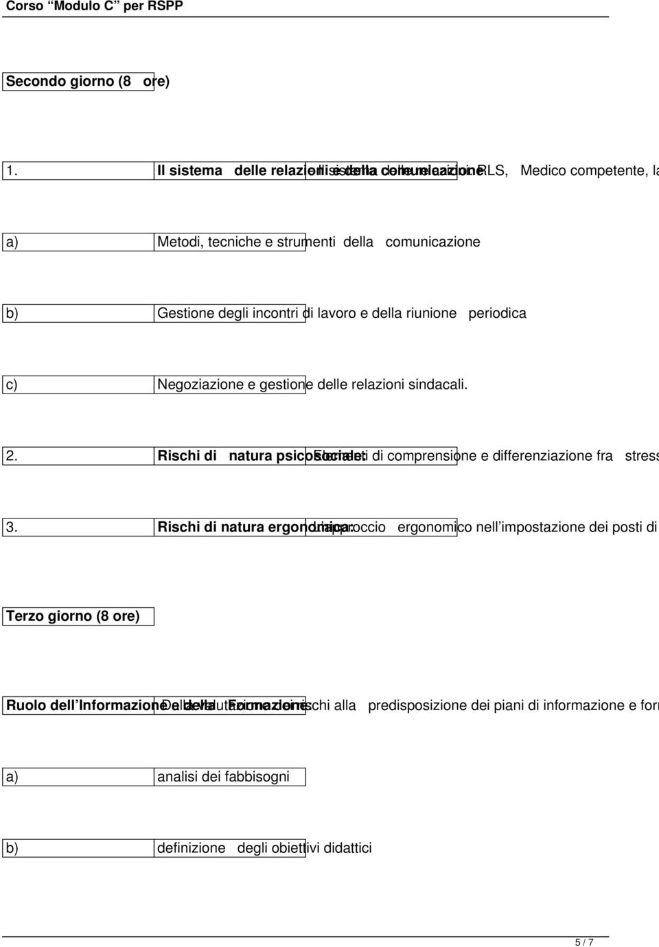 degli incontri di lavoro e della riunione periodica c) Negoziazione e gestione delle relazioni sindacali. 2.