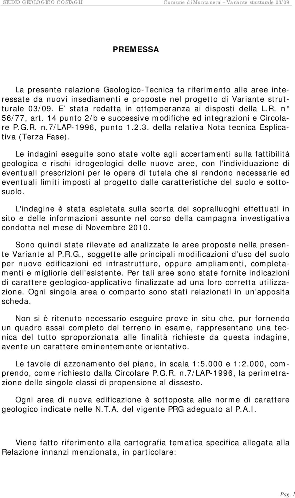 della relativa Nota tecnica Esplicativa (Terza Fase).