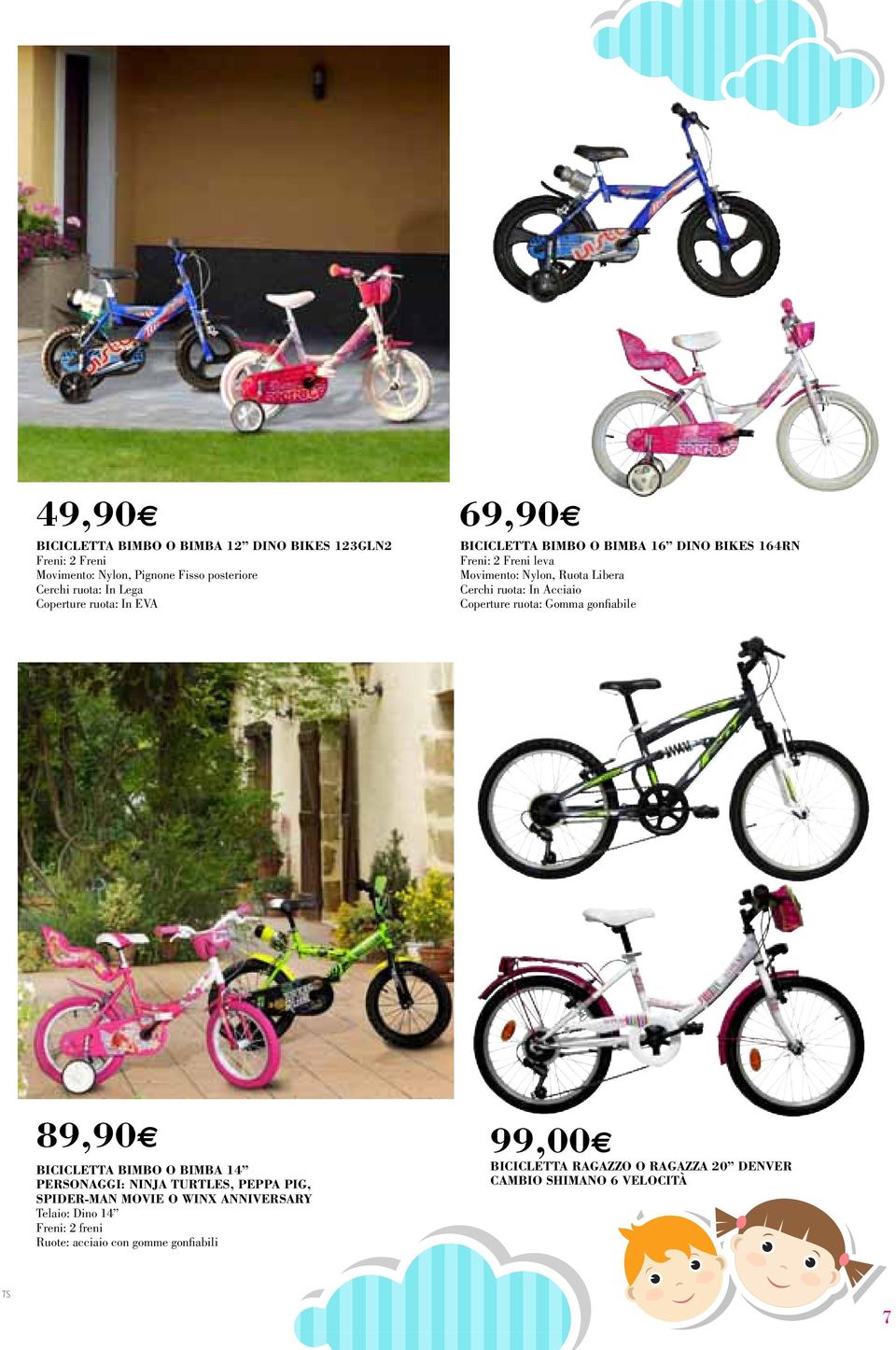 In Acciaio Coperture ruota: Gomma gonfi abile 89,90 BICICLETTA BIMBO O BIMBA 14 PERSONAGGI: NINJA TURTLES, PEPPA PIG, SPIDER-MAN MOVIE O WINX