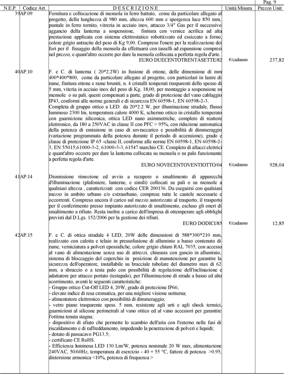 vitreria in acciaio inox, attacco 3/4" Gas per il successivo aggancio della lanterna a sospensione, finitura con vernice acrilica ad alta prestazione applicata con sistema elettrostatico robottizzato