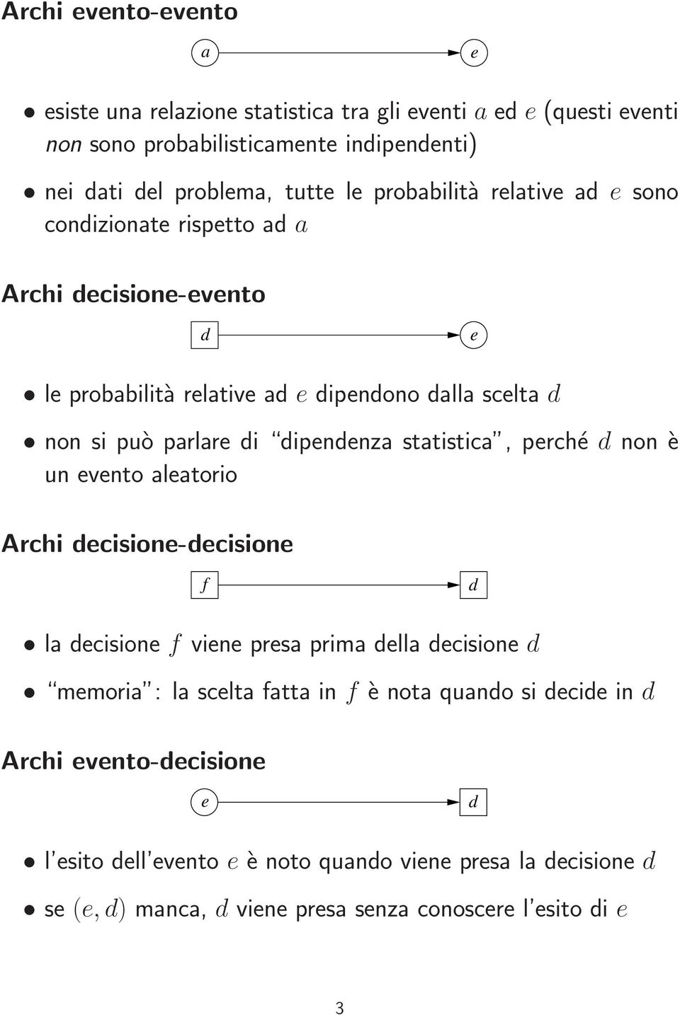 sttistic, prché d non è un vnto ltorio Archi dcision-dcision f d l dcision f vin prs prim dll dcision d mmori : l sclt ftt in f è