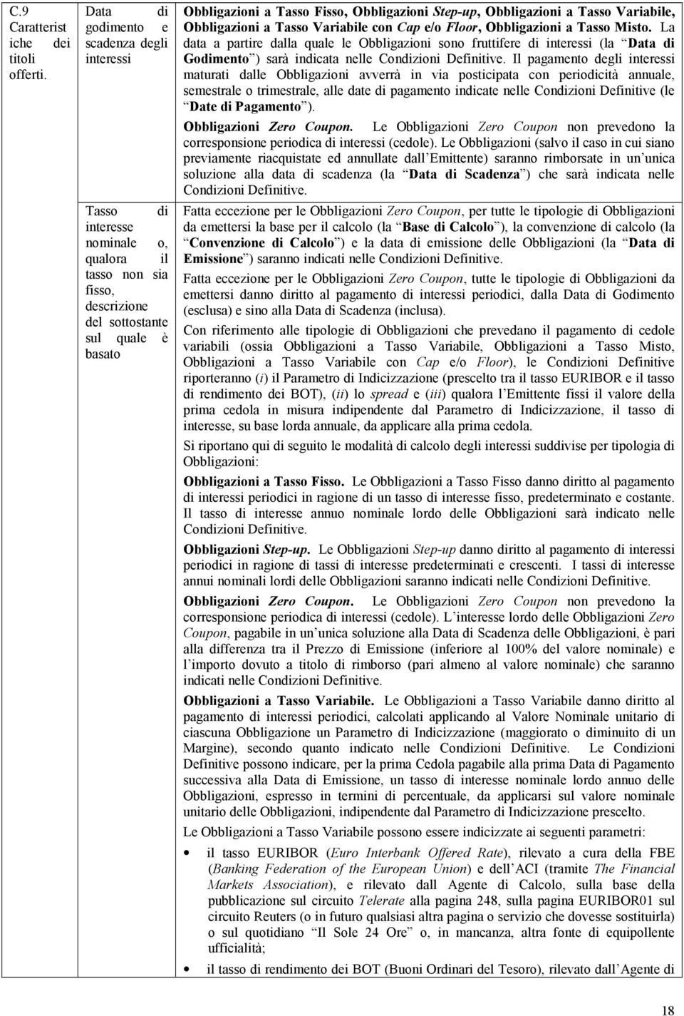 Step-up, Obbligazioni a Tasso Variabile, Obbligazioni a Tasso Variabile con Cap e/o Floor, Obbligazioni a Tasso Misto.