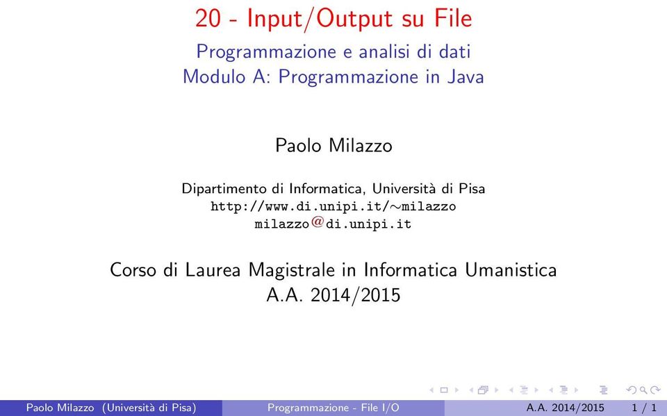 it/ milazzo milazzo di.unipi.it Corso di Laurea Magistrale in Informatica Umanistica A.