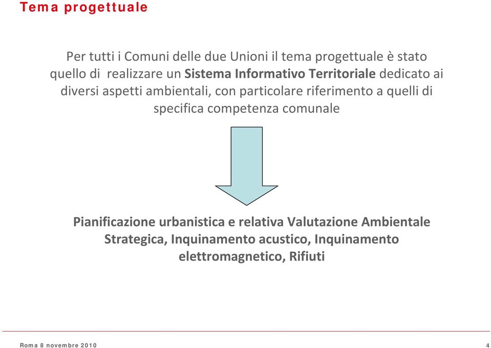 particolare riferimento a quelli di specifica competenza comunale Pianificazione urbanistica e