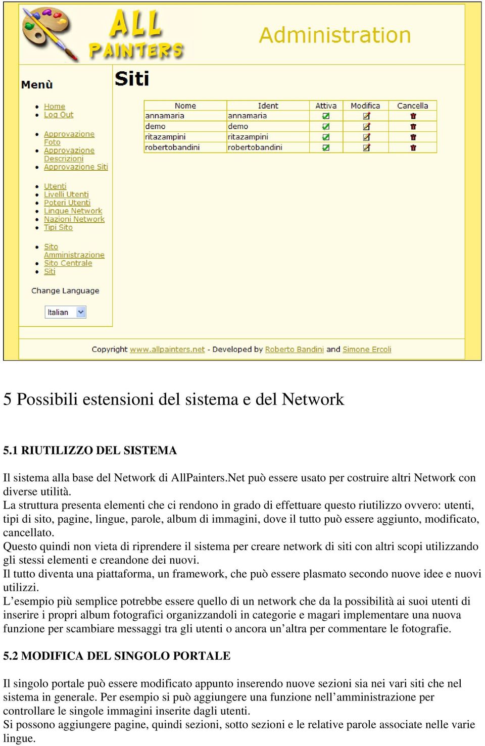 modificato, cancellato. Questo quindi non vieta di riprendere il sistema per creare network di siti con altri scopi utilizzando gli stessi elementi e creandone dei nuovi.