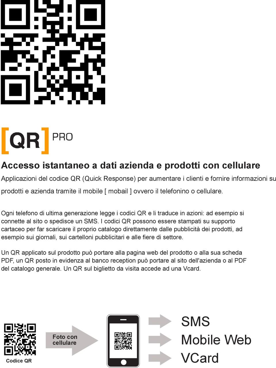 I codici QR possono essere stampati su supporto cartaceo per far scaricare il proprio catalogo direttamente dalle pubblicità dei prodotti, ad esempio sui giornali, sui cartelloni pubblicitari e alle