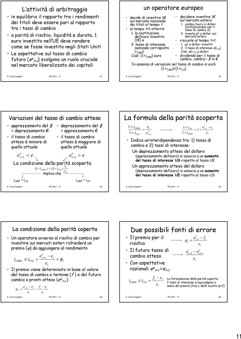 la rsiuzion dll uro invsio ( ) 2. asso di inrss nominal corrisposo (i UME ) Cioè: (+i UME ) uro dcidr invsir sul mrcao sro:. cambia l uro in dollari (moliplicandolo pr il asso di cambio ) 2.