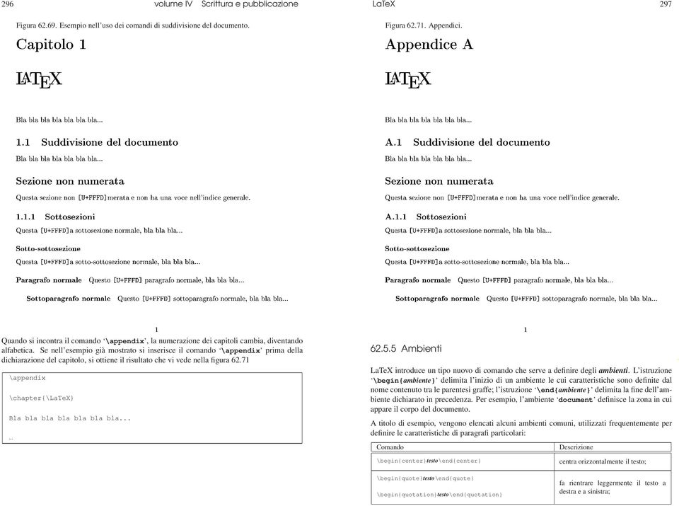 Se nell esempio già mostrato si inserisce il comando \appendix prima della dichiarazione del capitolo, si ottiene il risultato che vi vede nella figura 62.