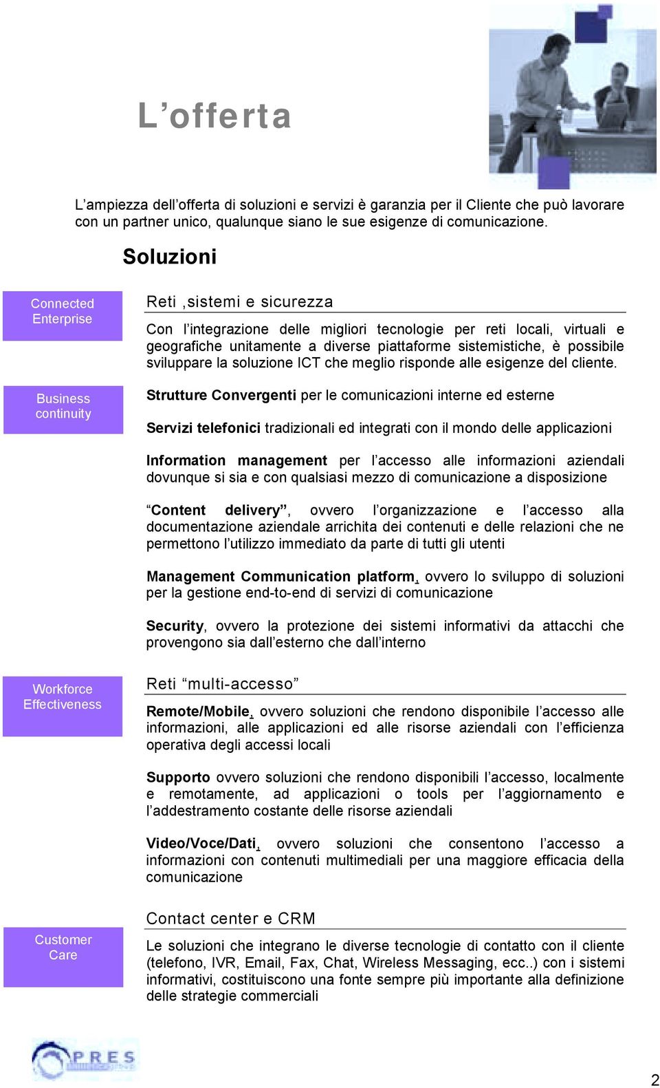 sistemistiche, è possibile sviluppare la soluzione ICT che meglio risponde alle esigenze del cliente.