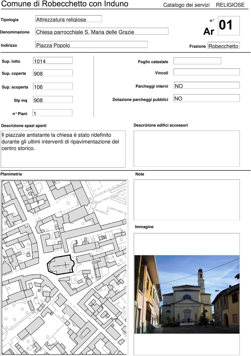 scoperta 16 Parcheggi interni Slp mq 98 Dotazione parcheggi pubblici Piani 1 Descrizione