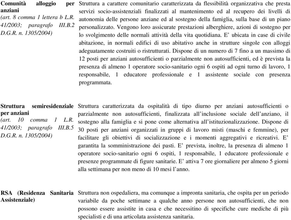 delle persone anziane ed al sostegno della famiglia, sulla base di un piano personalizzato.