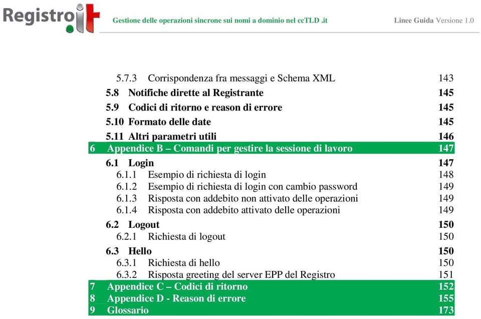 1.3 Risposta con addebito non attivato delle operazioni 149 6.1.4 Risposta con addebito attivato delle operazioni 149 6.2 Logout 150 6.2.1 Richiesta di logout 150 6.3 Hello 150 6.3.1 Richiesta di hello 150 6.