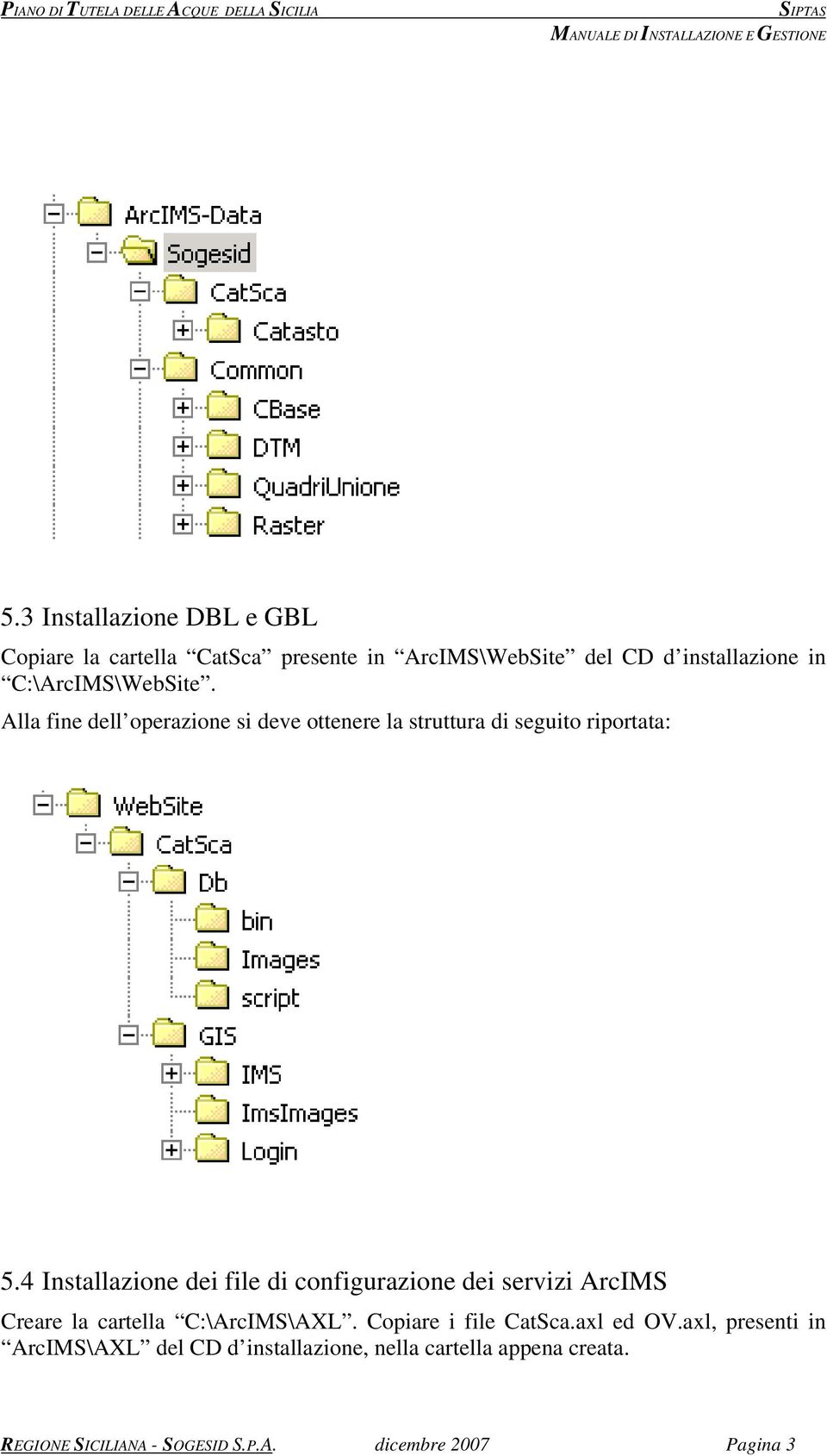 4 Installazione dei file di configurazione dei servizi ArcIMS Creare la cartella C:\ArcIMS\AXL. Copiare i file CatSca.