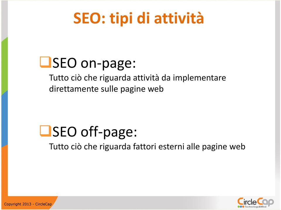 direttamente sulle pagine web SEO off-page: