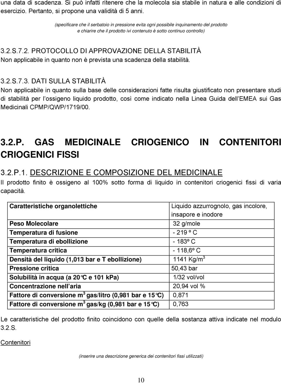 S.7.2. PROTOCOLLO DI APPROVAZIONE DELLA STABILITÀ Non applicabile in quanto non è prevista una scadenza della stabilità. 3.