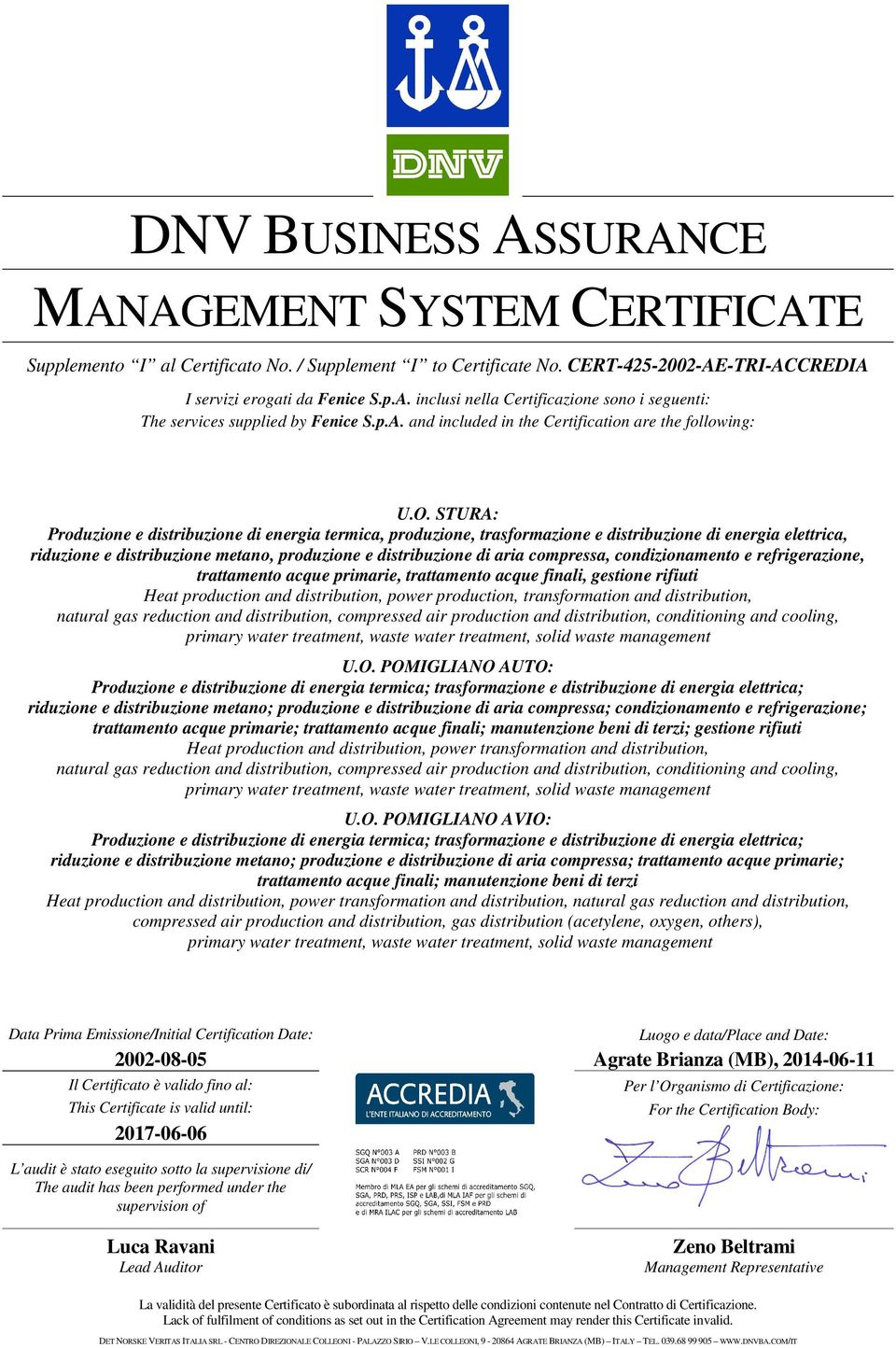 condizionamento e refrigerazione, trattamento acque primarie, trattamento acque finali, gestione rifiuti Heat production and distribution, power production, transformation and distribution, natural