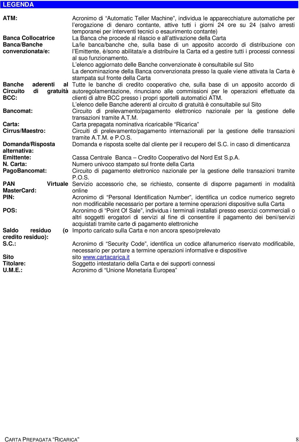 Carta La/le banca/banche che, sulla base di un apposito accordo di distribuzione con l Emittente, è/sono abilitata/e a distribuire la Carta ed a gestire tutti i processi connessi al suo funzionamento.