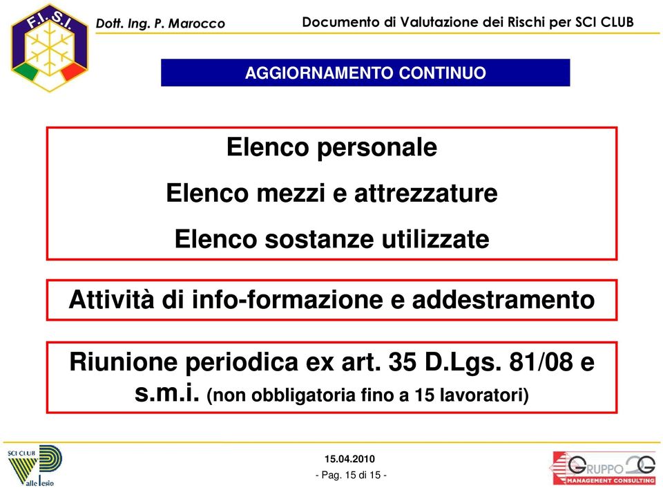 info-formazione formazione e addestramento Riunione periodica ex