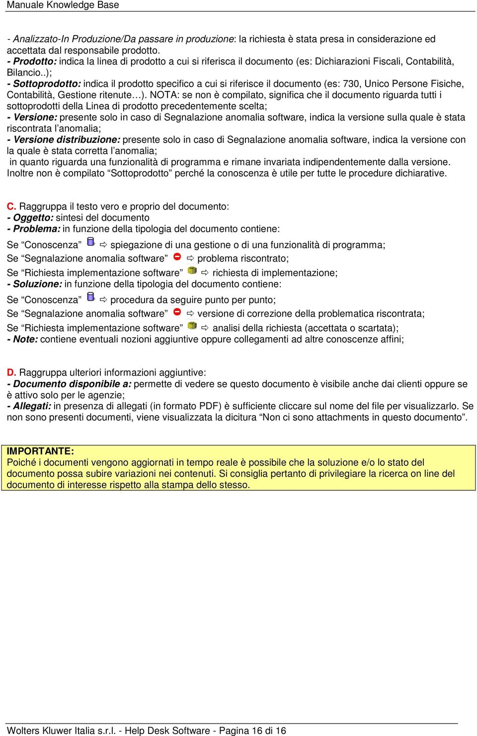 .); - Sottoprodotto: indica il prodotto specifico a cui si riferisce il documento (es: 730, Unico Persone Fisiche, Contabilità, Gestione ritenute ).