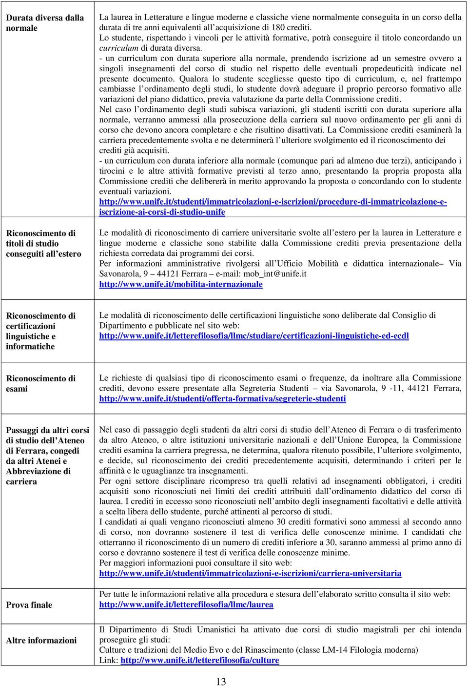 - un curriculum con durata superiore alla normale, prendendo iscrizione ad un sem ovvero a singoli insegnamenti del corso di studio nel rispetto delle eventuali propedeuticità indicate nel presente