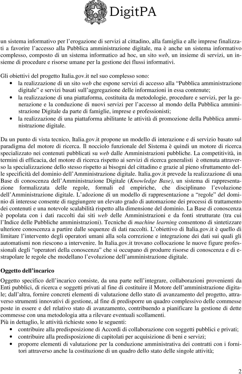 Gli obiettivi del progetto Italia.gov.