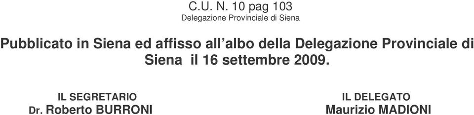 albo della Delegazione Provinciale di Siena