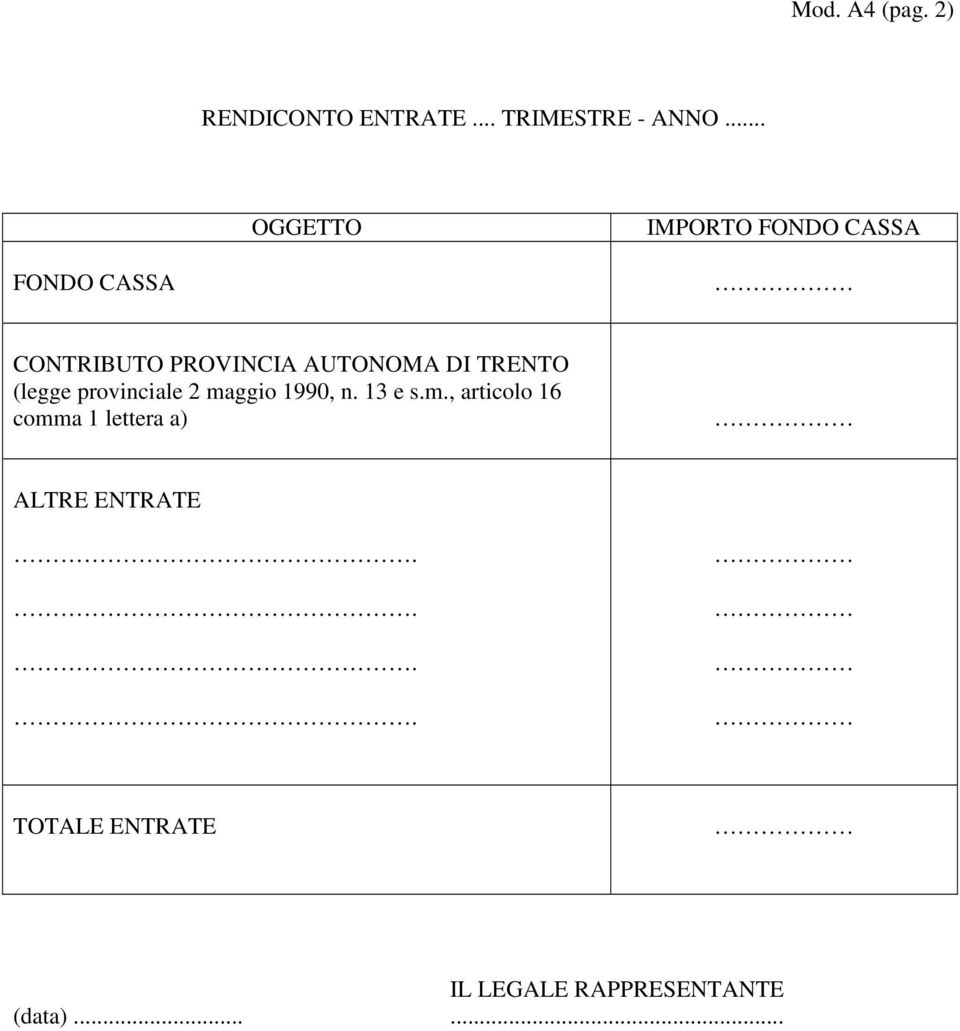 AUTONOMA DI TRENTO (legge provinciale 2 maggio 1990, n.