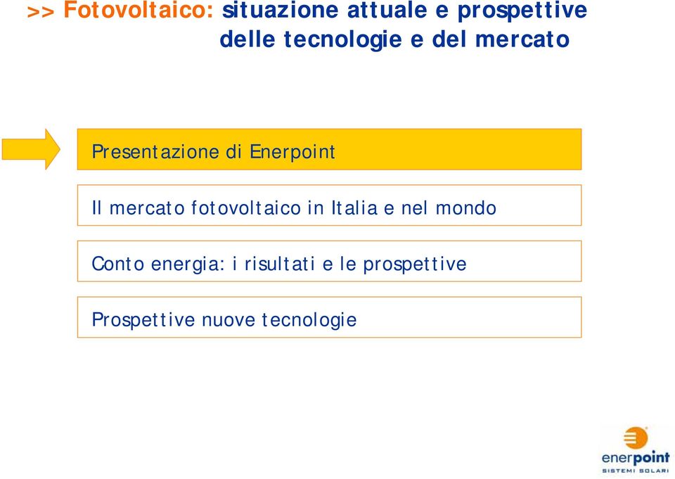Il mercato fotovoltaico in Italia e nel mondo Conto