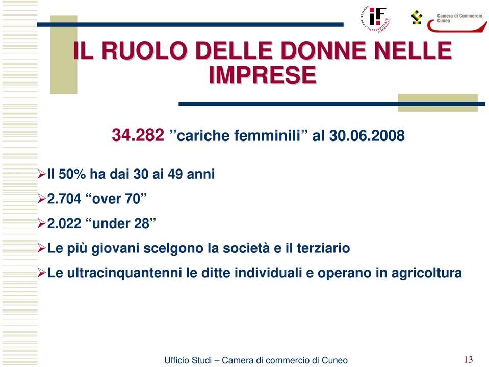 2008 Il 50% ha dai 30 ai 49 anni 2.704 over 70 2.