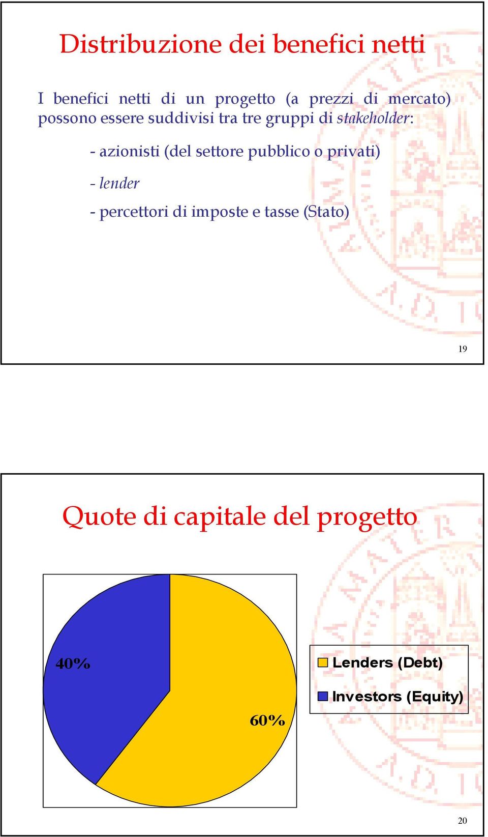 (del settore pubblico o privati) - lender - percettori di imposte e tasse