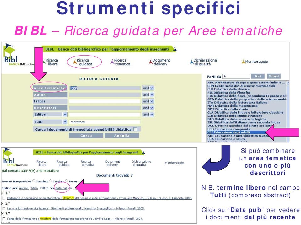 N.B. termine libero nel campo Tutti (compreso