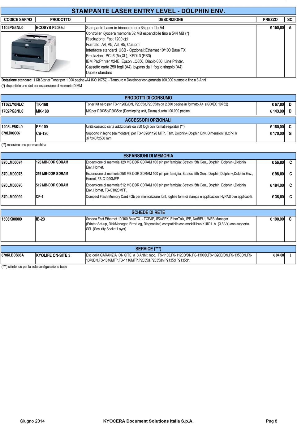 Emulazioni: PCL6 (5e,XL), KPDL3 (PS3) IBM ProPrinter X24E, Epson LQ850, Diablo 630, Line Printer.