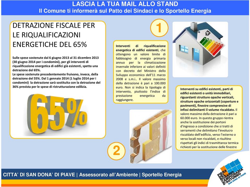 Dal 1 gennaio 2014 (1 luglio 2014 per i condomini) la detrazione saràsostituita con la detrazione del 36% prevista per le spese di ristrutturazione edilizia.