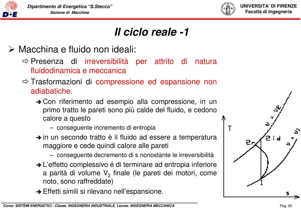 Con riferimento ad esempio alla compressione, in un primo tratto le pareti sono più calde del fluido, e cedono calore a questo conseguente incremento di entropia in un