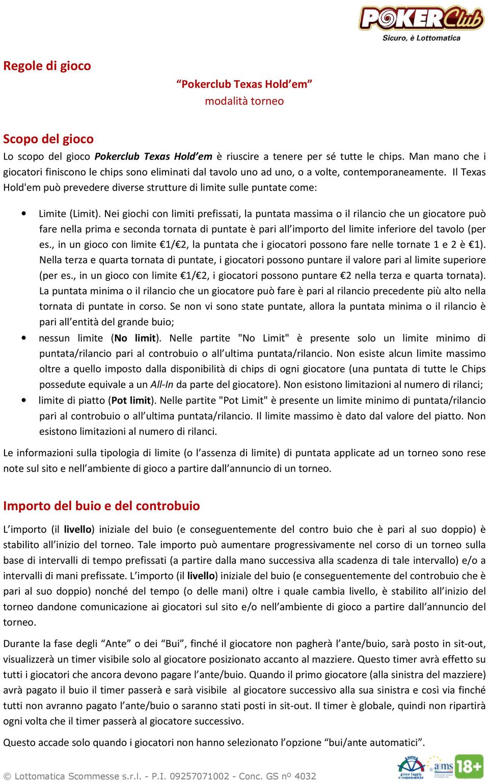 Il Texas Hold'em può prevedere diverse strutture di limite sulle puntate come: Limite (Limit).