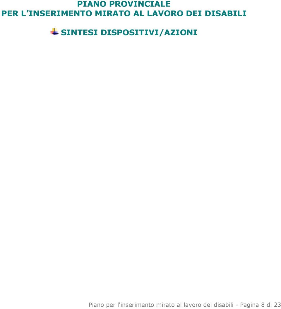 DISPOSITIVI/AZIONI Piano per